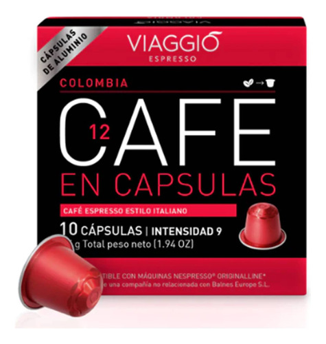 Café En Capsula Colombia Para Nespresso Viaggio 55g 10und