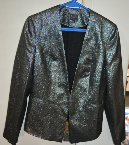 Blazer Chaqueta Mujer Talle 38 S Negra Brillo