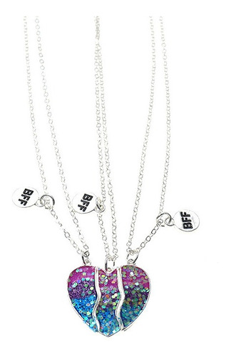 Collar Con Colgante De Corazón Bff De 3 Piezas Con Forma De