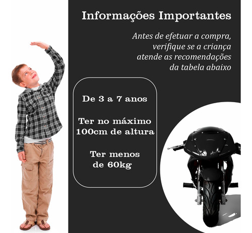 Mini Moto Infantil Preta A Gasolina 49 Cc Cilindradas 49cc