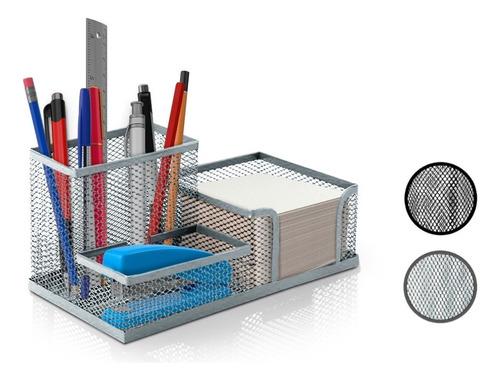 Organizador Mesa Escritório Porta Treco Lápis Caneta Post It Cor Prateado