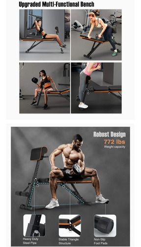 Banca Para Abdominales Multiuso +2 Ligas +soporte De Plancha