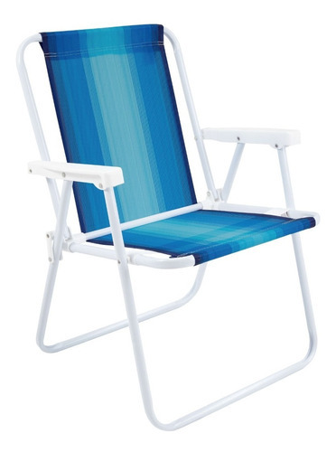 Cadeira De Praia Varanda Piscina Alta De Aço 110 Kg Cor Azul