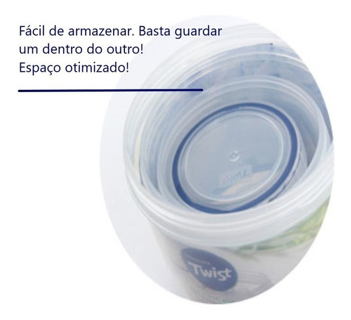Kit 5 Potes Com Tampa Hermética Lock & Lock - 330ml Cor Azul