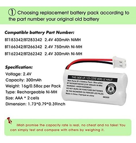 Batería De Teléfono Inalámbrico Bt162342/bt262342 2.4v