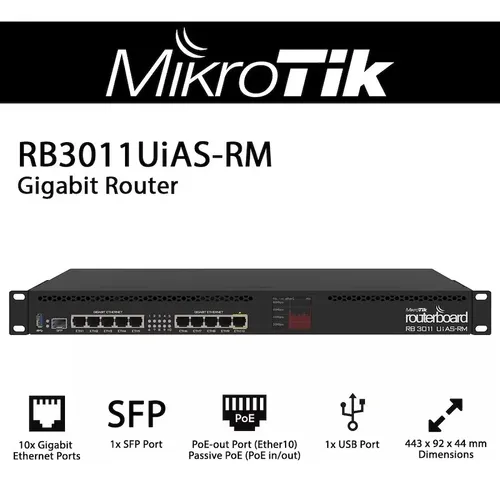 Router Mikrotik Routerboard Rb3011uias-rm Negro 100v/240v