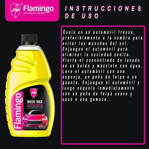 Kit De 3pz De Cera LĂquida Amarilla Flamingo Para Auto 500ml