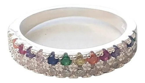 Anillo Plata 925 Cubic Multicolor Anpl937 Italy Lucio Di Reg