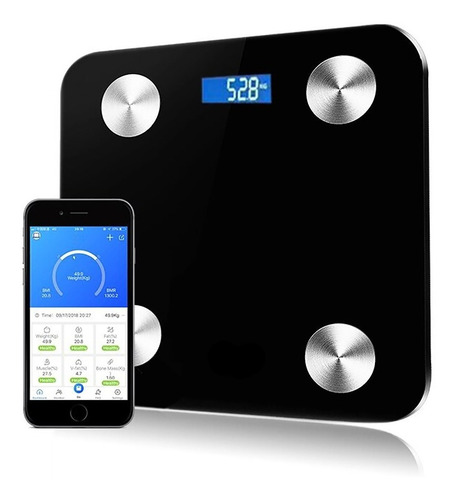 Imagen 1 de 10 de Balanza Bluetooth Personal Digital Baño Led Precision 180kg