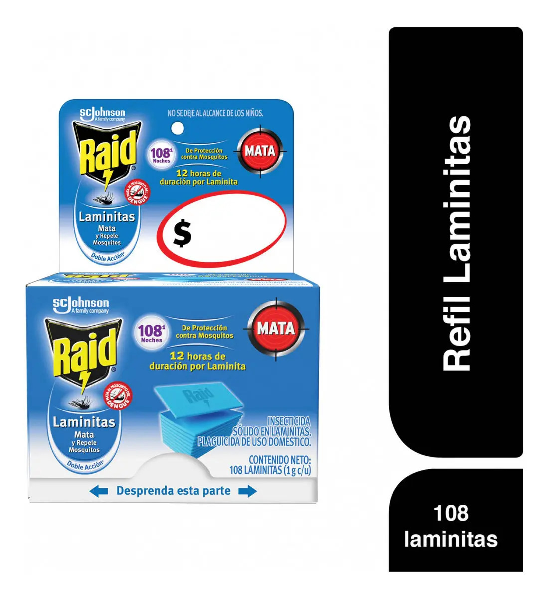 Pack x108 Repuesto Repelente de Mosquitos Raid Laminitas