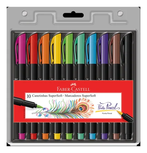 Canetinha Supersoft Ponta Pincel 10 Cores Faber Castell