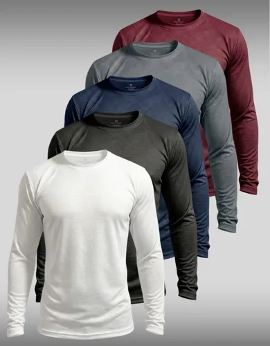 Kit 5 Camisetas Térmica Masculina Manga Longa Dry Fit Branca-preta-marinho-cinza-vinho P