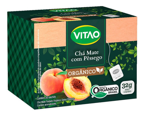Chá-mate Orgânico Pêssego Sachê 32g (01 Cx - 20 Sachês)