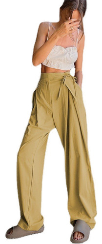 Pantalones De Trapeador Rectos De Cintura Alta, Casual, A La