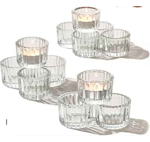 12 Porta Velas Cristal Decoración Vidrio Para Velas Tipo Te