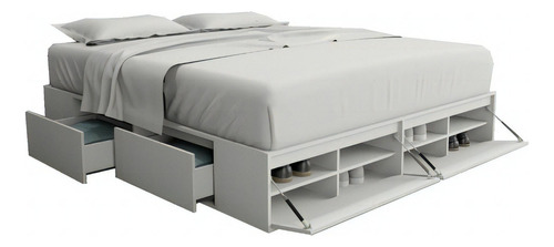 Box De Cama Cajonera + Zapatero Base Somier 1,80/2,00 Blanco