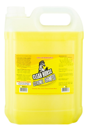 Shampoo Clean Horse Citronela Pra Cavalos Potros Equinos 5l