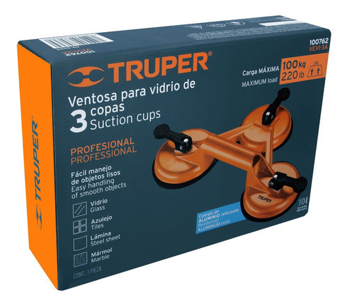 Sopapa Ventosa Triple Vidrio Truper