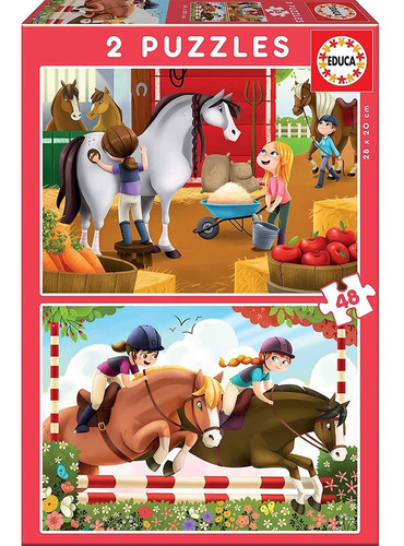 Juego 2 Puzzles Educa Infantil Cuidando Caballos Febo