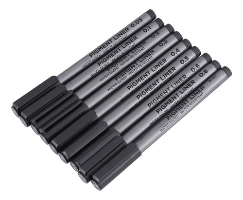 Juego De 9 Bolígrafos De Línea Fina Impermeables Drawing Lin