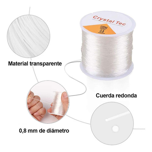Hilo Elastico Para Pulsera 0.8 Mm Transparente 800 Mtrs