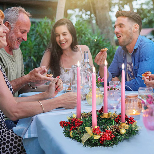 / Centro De Mesa, Velas, Decoración De Piña, Para Adviento Y