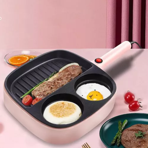  Sartén eléctrica para cocina, sartén antiadherente 3 en 1,  arranque con un botón, calentamiento rápido y uniforme, fácil de limpiar,  para tortilla de desayuno, filete : Hogar y Cocina