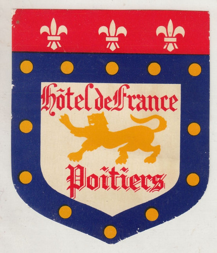 Antiguo Sticker Luggage Hotel De France Poitiers Francia