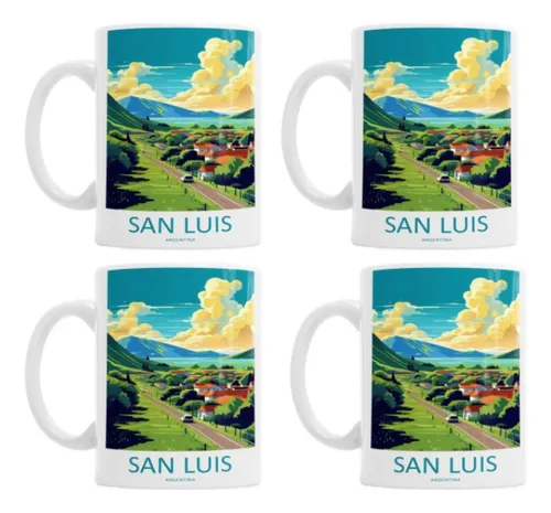 Set De Tazas De San Luis X 4 En Ceramica Importada