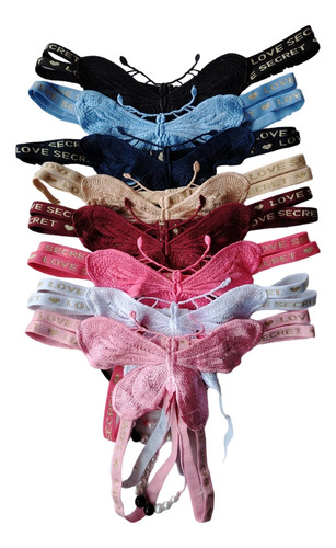 Set X8 Panty De Mujer Diseño Mariposa Con Perlas