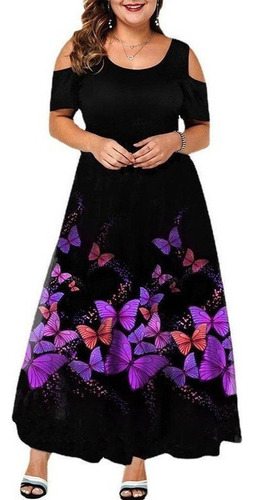 Oferta Especial Vestido Formal Elegante Púrpura Mariposas