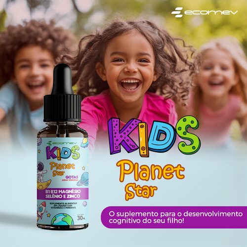 Kit Vitamina Infantil B1 B12 Magnesio Selenio Zinco + Brain Performance Magnesio Cafeina Taurina Inositol Sabor Morango