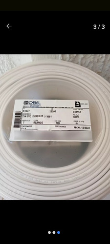 Cable Cabel Thw, #12 Awg Cu 75°c, 600 V. X 50 Metros.