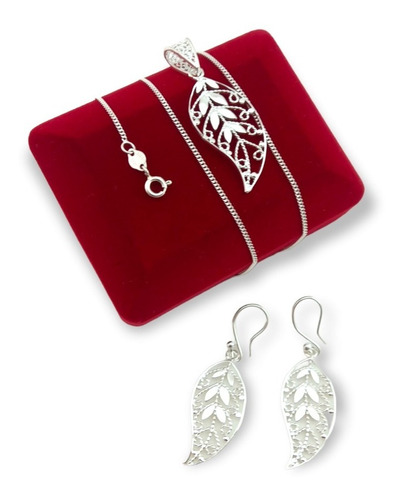 Set Aretes Y Colgante Hoja Filigrana