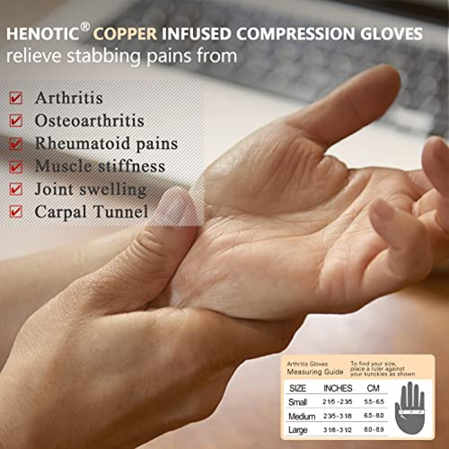 Guantes De Compresión Henotic 2 Pares De Guantes De Cobre Pa