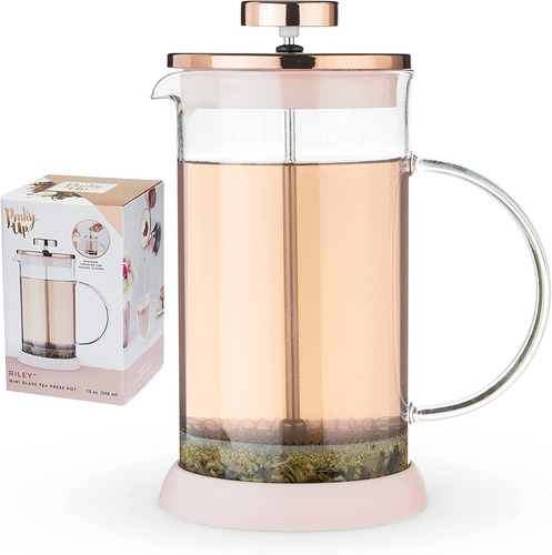 Riley Mini Glass Press Pot Tea And Coffee Maker, Acceso...