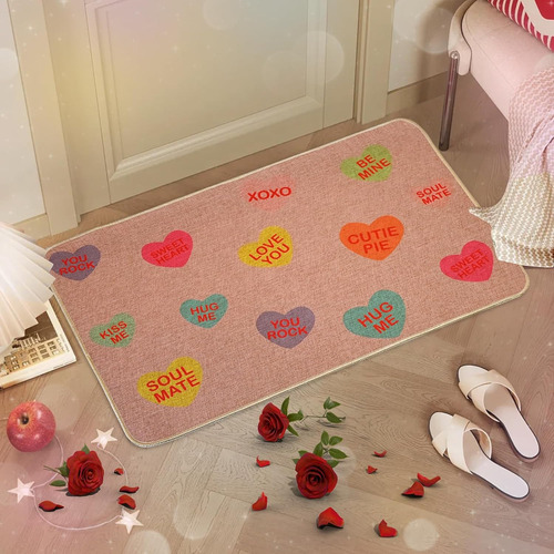 Felpudo De San Valentín Corazón De Conversación Rosa, Alfomb
