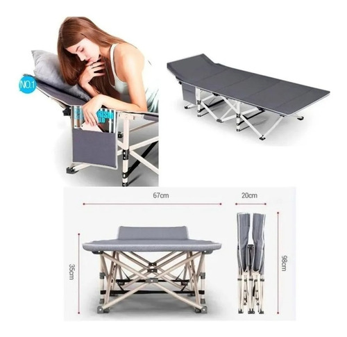 Imagen 4 de 10 de Pack 2 Catre Cama Campaña Camping Plegable Portatil