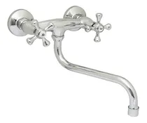 Comprar Grifería cocina pared canilla doble comando Mozart mezcladora pico bajo color cromado 9586