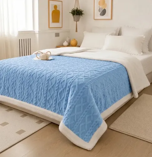 Cobertor Manta De Casal 2,00x1,80 Canelada Sherpa Cores