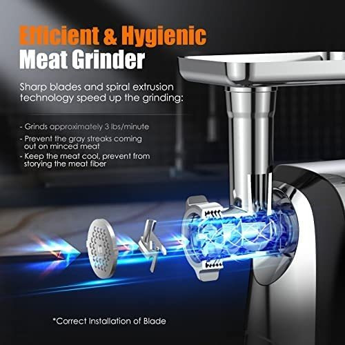 Molinillo De Carne Eléctrico De Acero Inoxidable Ollygrin, W