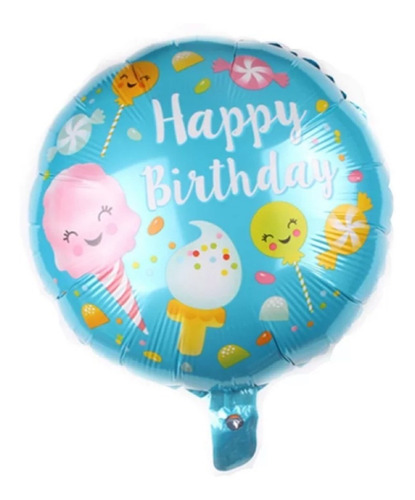 Pack X 10 Globos Happy B-day Dulces Y Caramelos 18 Pulgadas