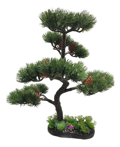 Planta Artificial Bonsai Verde Para Aquário E Decoração