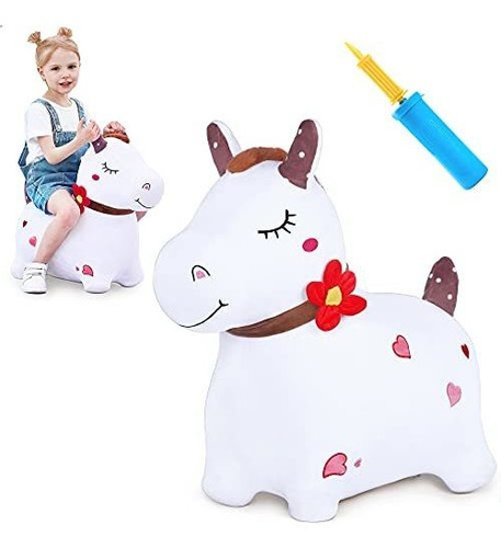 I Ilearn Bouncy Pals White Hopping Horse Inflable Bounc...