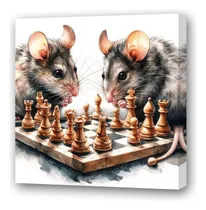 Comprar Cuadro 60x60cm Raton Ajedrez Juego Chess Dibujo Play M4