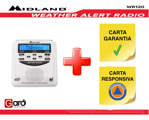 Alerta Sísmica Económica Midland Wr-120 Garantía+responsiva