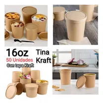 Comprar Tina Kraft 16oz Carton Con Tapa 50 Unidades