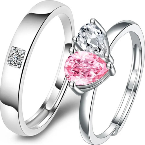 Anillos Plata 925 Corazón Ajustable Mujer Compromiso Pareja