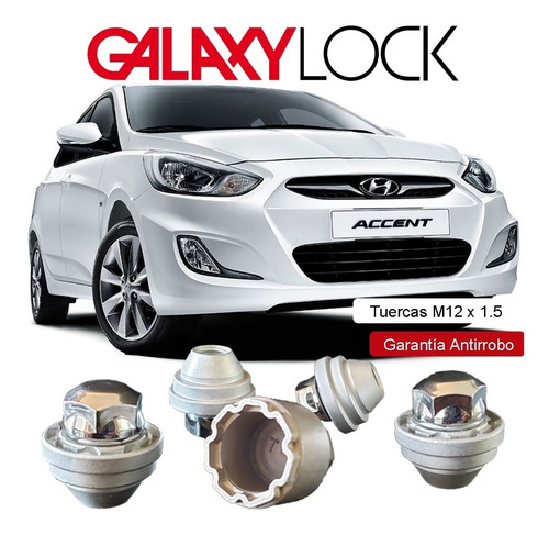 Galaxylock Birlos De Seguridad 12 X 1.5 Hyundai Accent Rines