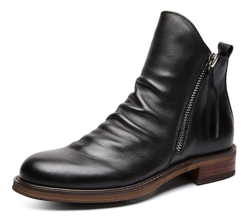 Botas Piel Hombre Antideslizantes Cremallera Doble Lateral